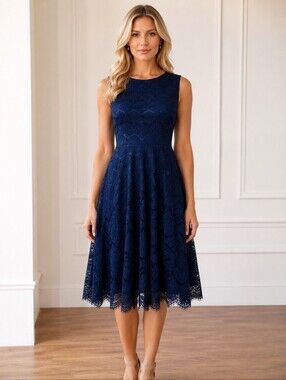 Jessica Simpson Navy Lace A-Line Cocktail Dress